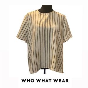 🌟🔥 BOGO Sale🔥🌟 Who What Wear Black and White Striped Shirt